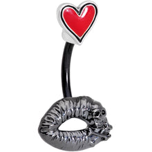 Load image into Gallery viewer, Red Heart Kiss of Death Double Mount Belly Ring
