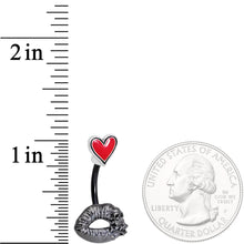 Load image into Gallery viewer, Red Heart Kiss of Death Double Mount Belly Ring

