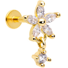 Load image into Gallery viewer, 16G 5/16 Clear CZ Gem Gold Tone Flower Dangle Cartilage Tragus
