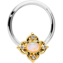 Load image into Gallery viewer, 16G 3/8 Clear CZ White Faux Opal Rhombus Hinged Segment Ring

