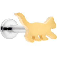 Load image into Gallery viewer, 16G 5/16 Gold Tone Cat Internally Threaded Labret Tragus
