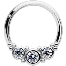 将图片加载到图库查看器，16G 3/8 Clear CZ Circle Trio Hinged Segment Ring
