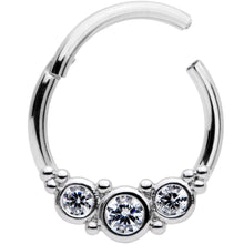 将图片加载到图库查看器，16G 3/8 Clear CZ Circle Trio Hinged Segment Ring
