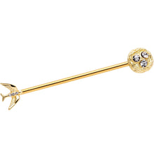 将图片加载到图库查看器，14G Clear Gem Gold Tone Bird Nest Industrial Barbell 38mm
