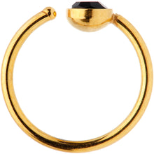 Load image into Gallery viewer, 20G 5/16 Black Gem Gold Tone Nose Hoop
