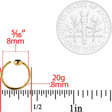 Load image into Gallery viewer, 20G 5/16 Black Gem Gold Tone Nose Hoop
