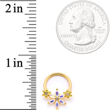 Load image into Gallery viewer, 16G 3/8 Aurora CZ Gem Gold Tone Flower BCR Captive Ring
