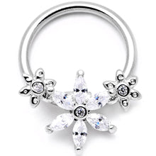 Load image into Gallery viewer, 16G 3/8 Clear CZ Gem Flower BCR Captive Ring
