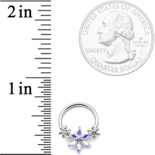 Load image into Gallery viewer, 16G 3/8" Aurora CZ Gem Flower BCR Captive Ring
