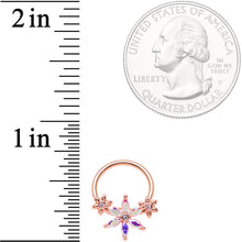 Load image into Gallery viewer, 16G 3/8" Aurora CZ Gem Rose Gold Tone Flower BCR Captive Ring
