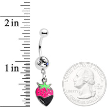 将图片加载到图库查看器，Clear Gem Yummy Chocolate Strawberry Dangle Belly Ring
