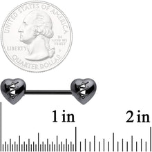 Load image into Gallery viewer, 14G 9/16 Black Heal My Heart Barbell Nipple Rings
