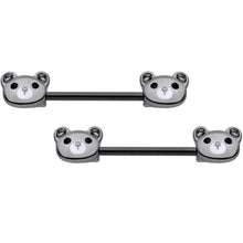 Load image into Gallery viewer, 14G 9/16 Black Teddy Bear Barbell Nipple Ring Set

