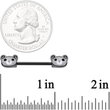 Load image into Gallery viewer, 14G 9/16 Black Teddy Bear Barbell Nipple Ring Set
