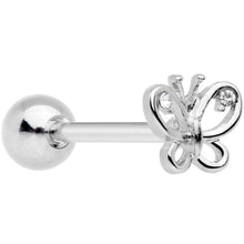 Load image into Gallery viewer, Clear Gem Loopy Openwork Butterfly Barbell Tongue Ring
