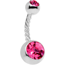 Load image into Gallery viewer, Pink Aurora Gem Twisted Disco Ball Belly Ring Set of 3
