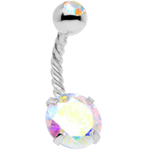 Load image into Gallery viewer, Pink Aurora Gem Twisted Disco Ball Belly Ring Set of 3
