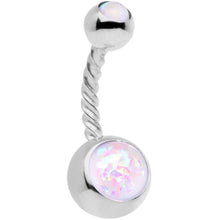 将图片加载到图库查看器，Aurora Gem White Faux Opal Disco Ball Twisted Belly Ring Set of 3

