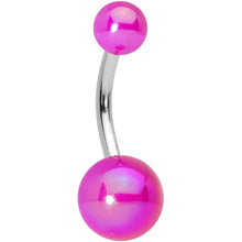 Load image into Gallery viewer, Clear Aurora Gem Pearlescent Purple Belly Ring Set of 3
