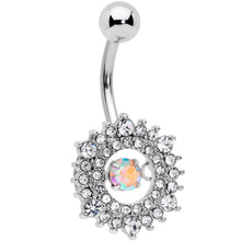Load image into Gallery viewer, Clear Aurora Gem Pearlescent Purple Belly Ring Set of 3
