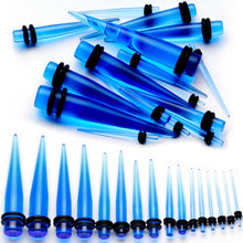 Load image into Gallery viewer, Blue Acrylic Straight Taper Set Available in Sizes  14G to 00G
