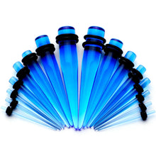Load image into Gallery viewer, Blue Acrylic Straight Taper Set Available in Sizes  14G to 00G
