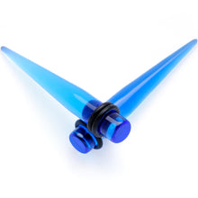 Load image into Gallery viewer, Blue Acrylic Straight Taper Set Available in Sizes  14G to 00G
