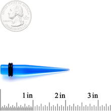 Load image into Gallery viewer, Blue Acrylic Straight Taper Set Available in Sizes  14G to 00G
