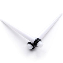 Load image into Gallery viewer, White Acrylic Straight Taper Set Available in Sizes  14G to 00G
