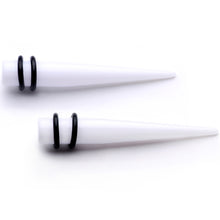Load image into Gallery viewer, White Acrylic Straight Taper Set Available in Sizes  14G to 00G
