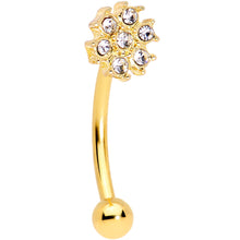 将图片加载到图库查看器，16G 5/16 Clear Gem Flower Gold Tone Curved Eyebrow Ring Set of 4
