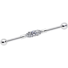 将图片加载到图库查看器，14G Clear CZ Gem Fashionista Industrial Barbell 38mm
