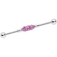 Load image into Gallery viewer, 14G Pink CZ Gem Fashionista Industrial Barbell 38mm
