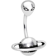 Load image into Gallery viewer, Alien Face Planet Saturn Double Mount Belly Ring
