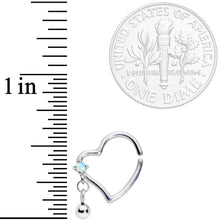 Load image into Gallery viewer, 16G 3/8 White Faux Opal Stylized Heart Right Closure Ring
