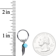 将图片加载到图库查看器，16G 3/8 Southwest Blue Bead Feather Hinged Dangle Segment Ring
