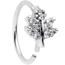 将图片加载到图库查看器，20G 5/16 Clear CZ Gem Maple Leaf Nose Hoop
