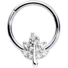 Load image into Gallery viewer, 16G 3/8 Clear CZ Gem Maple Leaf Hinged Segment Ring
