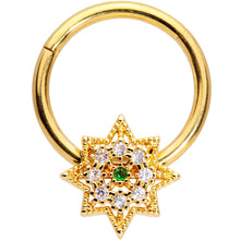 Load image into Gallery viewer, 16G 3/8 Clear CZ Gem Gold Tone Octagon Hinged Segment Ring
