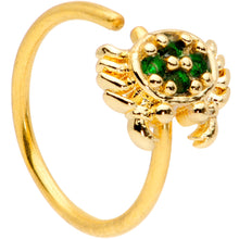 Load image into Gallery viewer, 20G 5/16 Green CZ Gem Gold Tone Nautical Crab Nose Hoop
