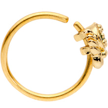 Load image into Gallery viewer, 20G 5/16 Green CZ Gem Gold Tone Nautical Crab Nose Hoop
