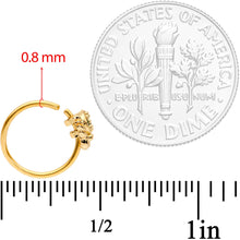 Load image into Gallery viewer, 20G 5/16 Green CZ Gem Gold Tone Nautical Crab Nose Hoop
