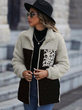 Load image into Gallery viewer, Unique Autumn Leopard Color Block Zip-Up Jacket Trendy Lightweight Jacket with Pockets Charming Winter Jacket
