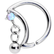 Load image into Gallery viewer, 16G 3/8 White Faux Opal Crescent Moon Right Ear Closure Ring
