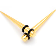 Load image into Gallery viewer, Gold Tone Anodized Straight Taper Set Available in Sizes  12G to 00G
