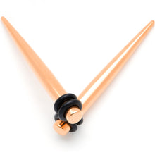 Load image into Gallery viewer, Rose Gold Tone Anodized Straight Taper Set Available in Sizes  14G to 00G
