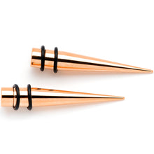 Load image into Gallery viewer, Rose Gold Tone Anodized Straight Taper Set Available in Sizes  14G to 00G
