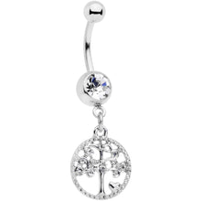 将图片加载到图库查看器，Clear Gem Love Tree of Life Dangle Belly Ring
