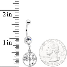 将图片加载到图库查看器，Clear Gem Love Tree of Life Dangle Belly Ring
