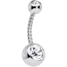 Load image into Gallery viewer, White Faux Opal Fun With Flowers Belly Ring Set of 3
